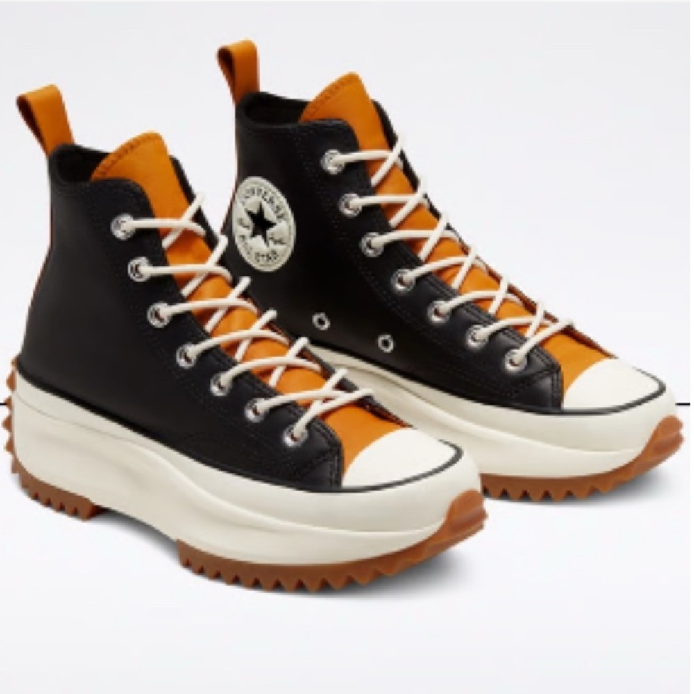 Converse leather High-Tops - Black, White, and Orange V